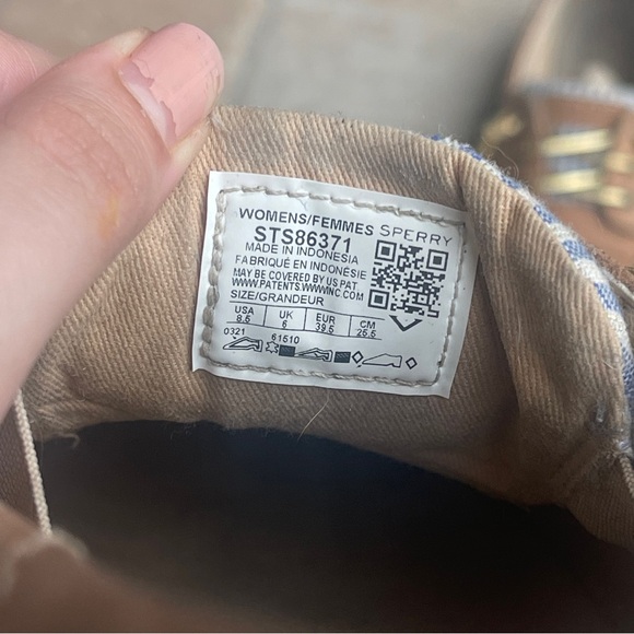 Sperry Size 8.5 Women's Songfish Blue Striped with Gold Metallic Laces Boat Shoe - Picture 7 of 7